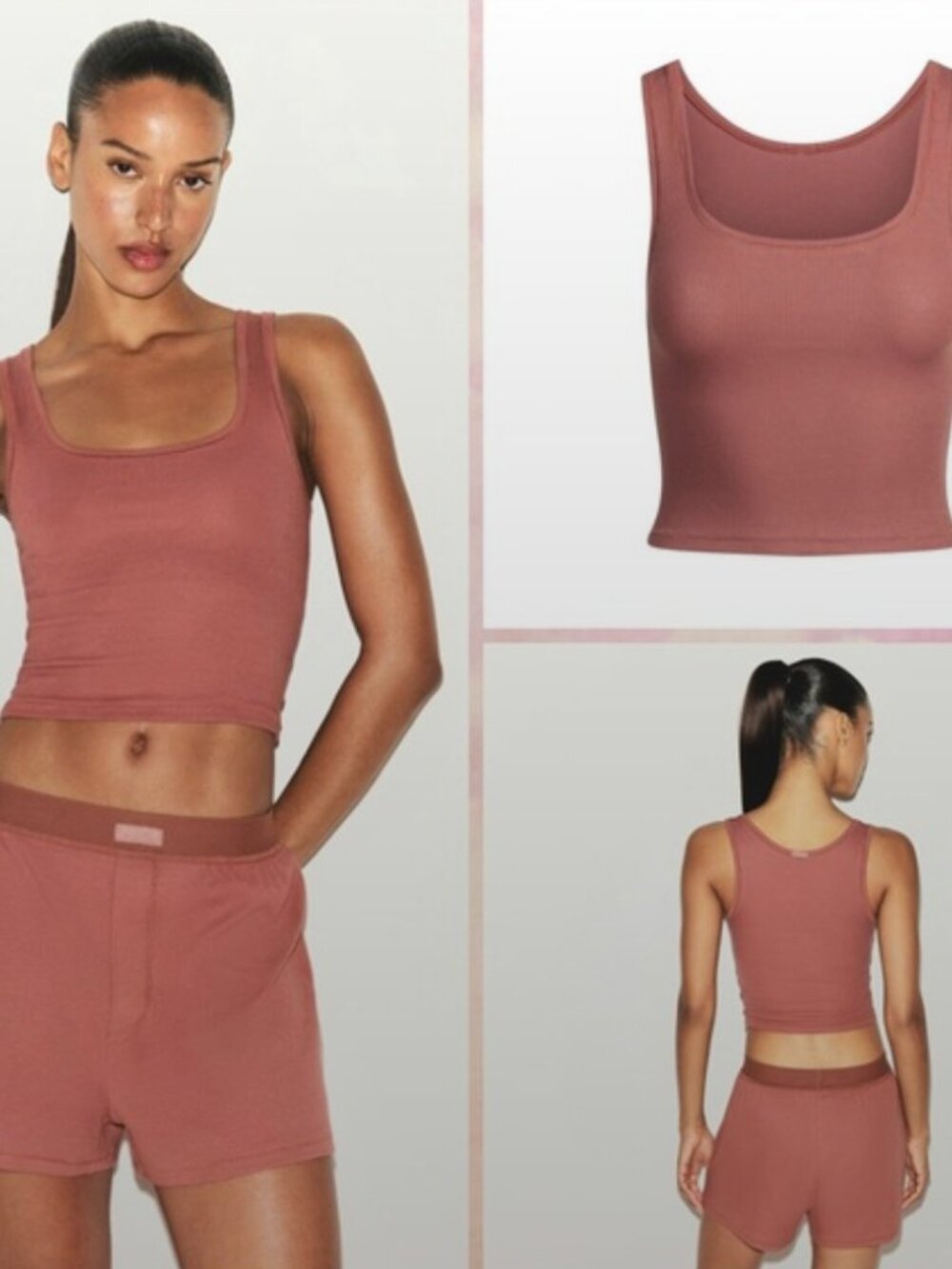 SKIMS - Cotton Ribbed Tank Top - Small, Redwood